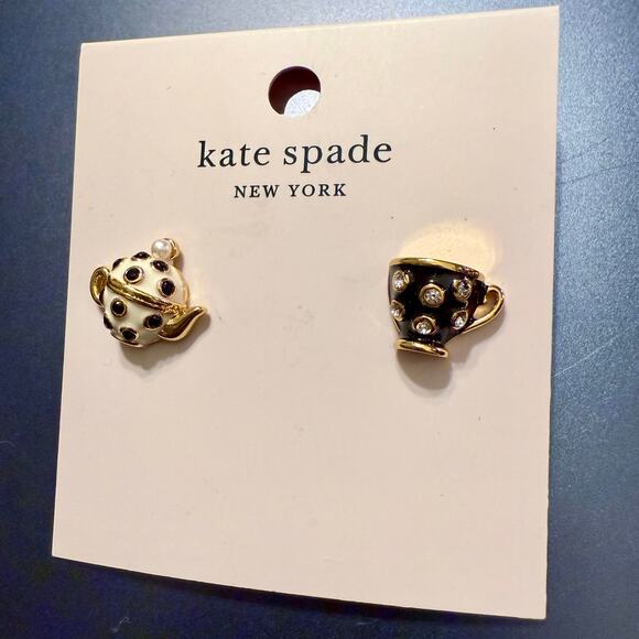 NWT Kate Spade Tea Time Cup and Teapot Stud Earrings - Picture 1 of 5
